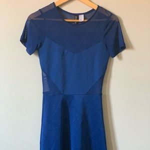 H&M blue fit and flair dress